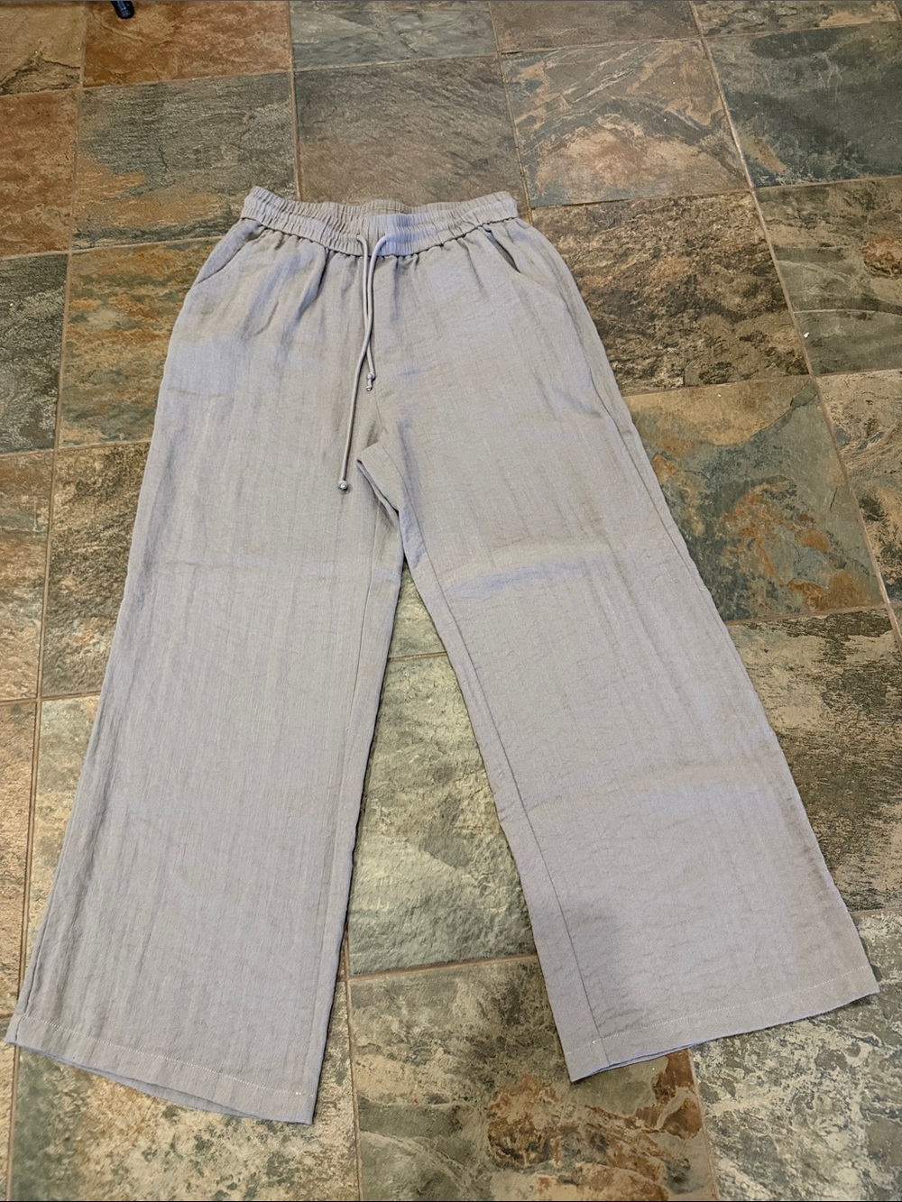 HALARA Light Gray Wide-Leg Drawstring Pants